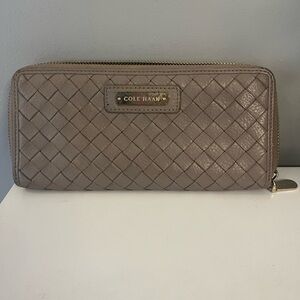 Cole Haan Taupe Woven Leather Wallet